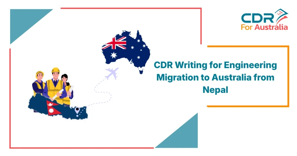 CDR writing for engineering migration to Australia from Nepal with engineers illustration and Australia map graphic