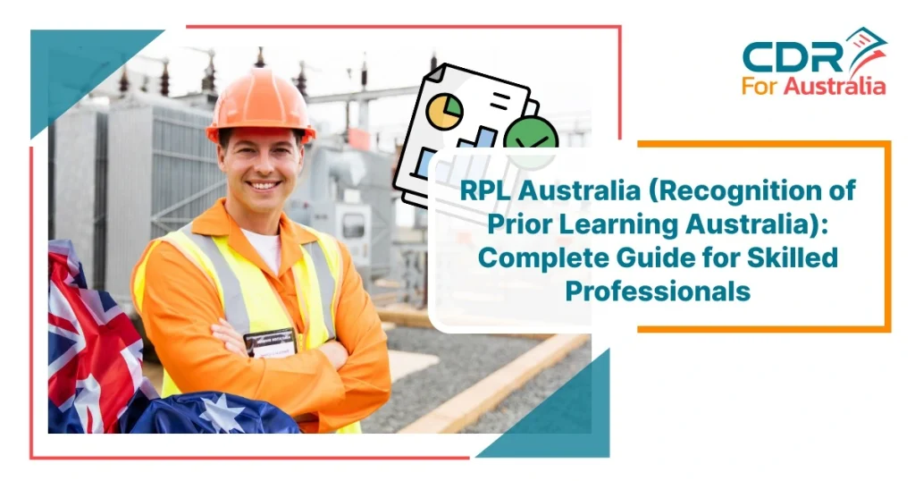 RPL Australia Recognition of Prior Learning guide for skilled professionals with certified worker holding Australian flag