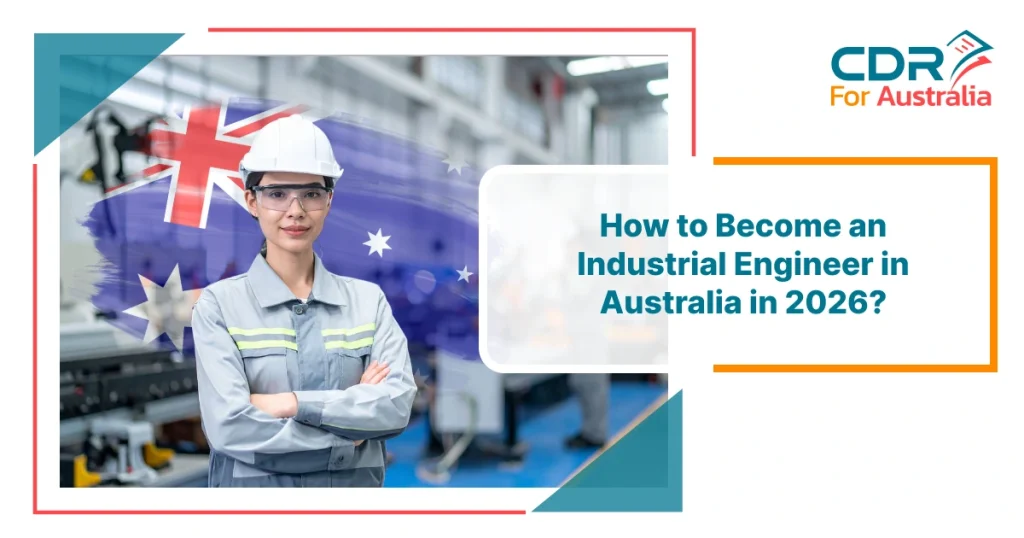 Industrial Engineer in Australia 2026 guide showing female engineer in factory with Australian flag background