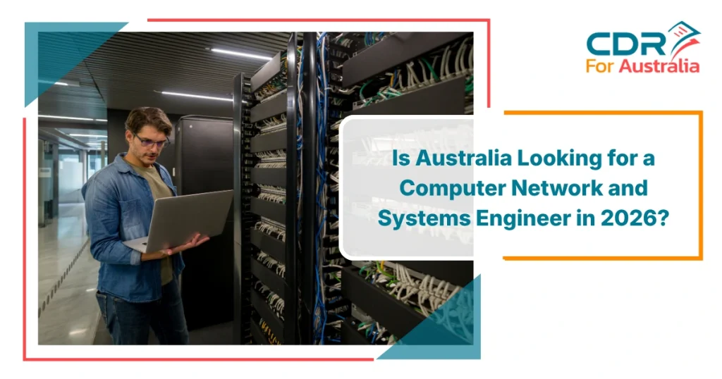 Computer network and systems engineer working in a server room checking network infrastructure for Australia job opportunities in 2026