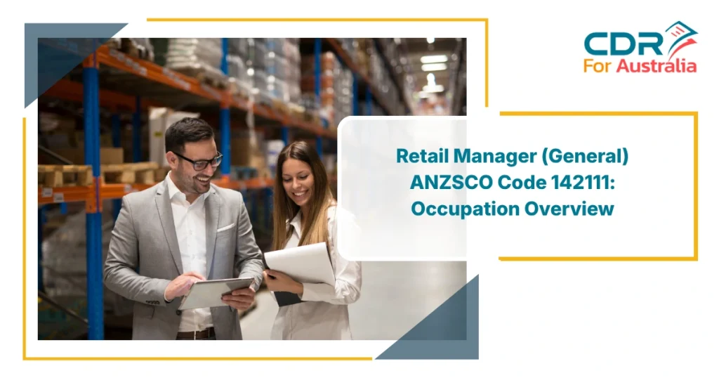Professional retail managers reviewing inventory documents in a warehouse for Retail Manager ANZSCO Code 142111 occupation overview in Australia.