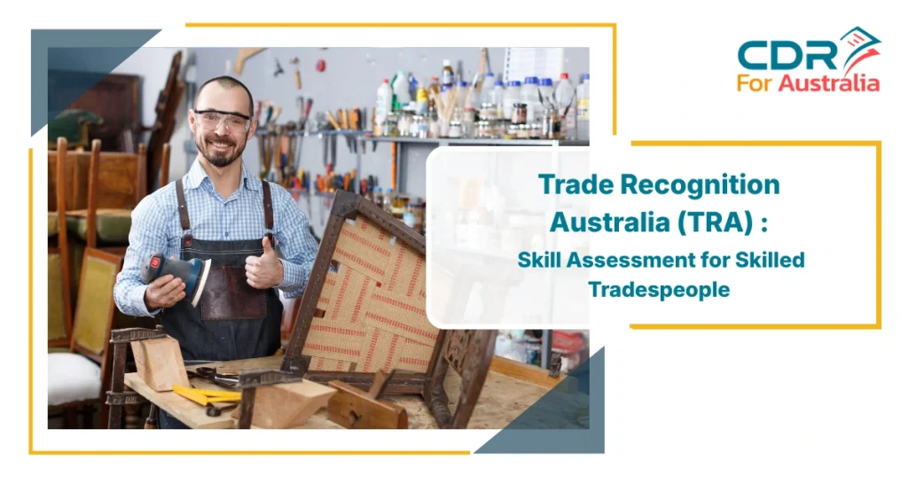 Skilled tradesperson working on furniture in a workshop for Trade Recognition Australia (TRA) skill assessment