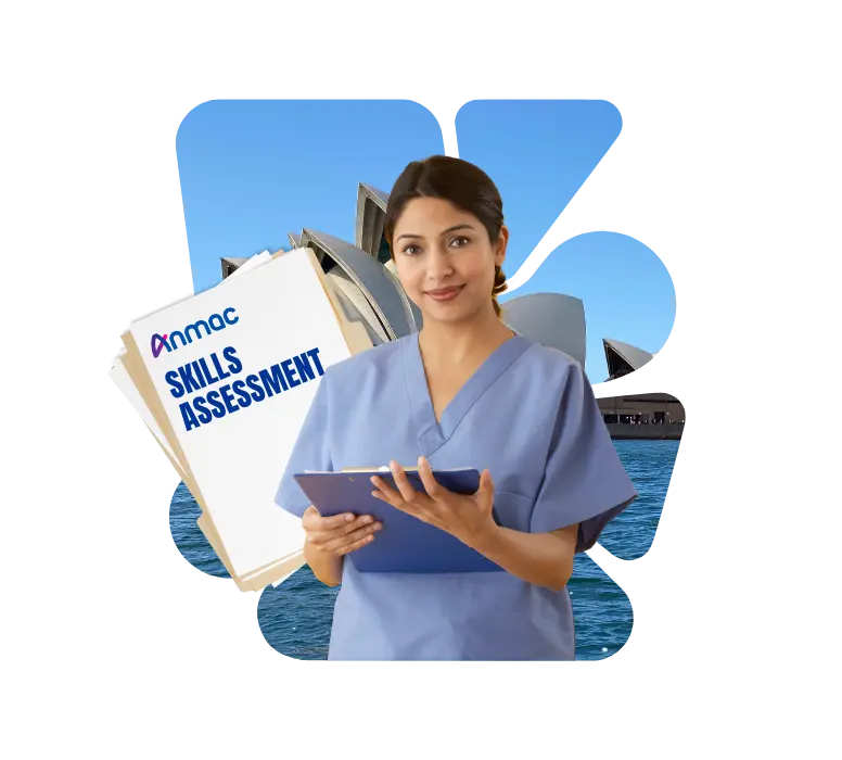 Nurse holding ANMAC skills assessment documents in Sydney