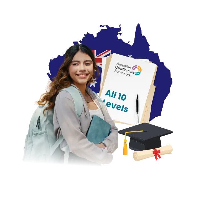 Student with Australian Qualifications Framework (AQF) document