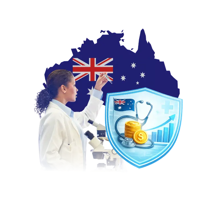 Biomedical engineer salary with Australia map