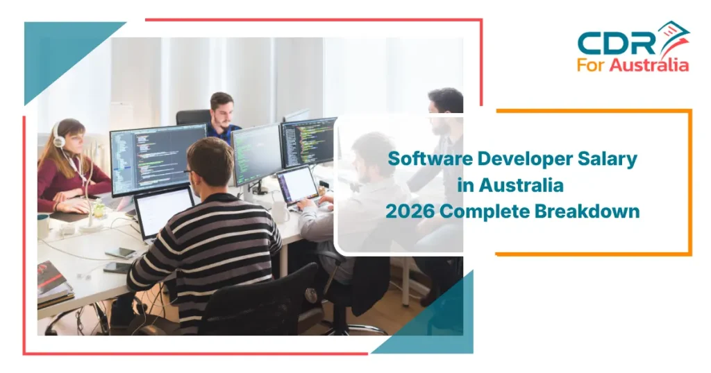 Software developers working at their desks in an office