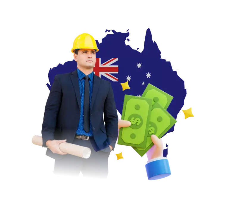 CDR for Civil Engineers Australia engineer holding plans with cash and map icons