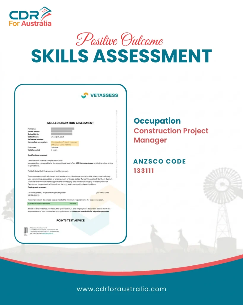 Construction Project Manager positive skills assessment
